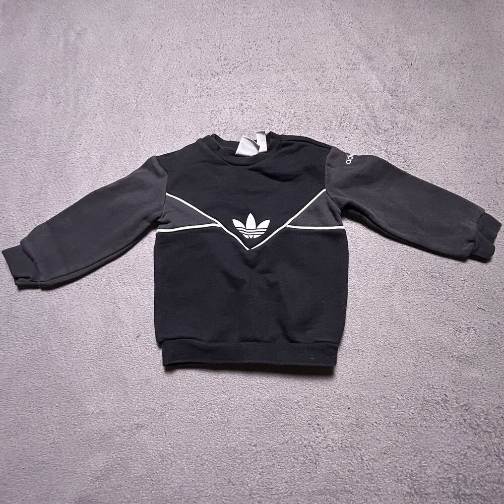Adidas Crewneck Sweatshirt Baby 18M Black Trefoil Retro Streetwear